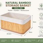 RIOWARE® Eco-Friendly Natural Bamboo Storage Basket Bin Organizer, Rectangular Multipurpose Storage Basket for Kitchen, Bathroom, Pantry, Bedroom & Office, Medium (1 Piece)