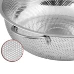 Skyzone Stainless Steel Kitchenware Colander Fruit Vegetable Basket Mesh Strainer Washing Rice Sieve Drain Basin Perforated Round Shape Bowl Pasta Grain Hold - Image 2