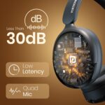 Portronics Muffs M5 Over Ear Hybrid ANC Bluetooth Headphone with Upto 50 Hours Playtime, Quad Mic, Transparency Mode, Gaming/Music Mode, BT V5.3, Adjustable Fit, Type C Fast Charging(Black) - Image 4