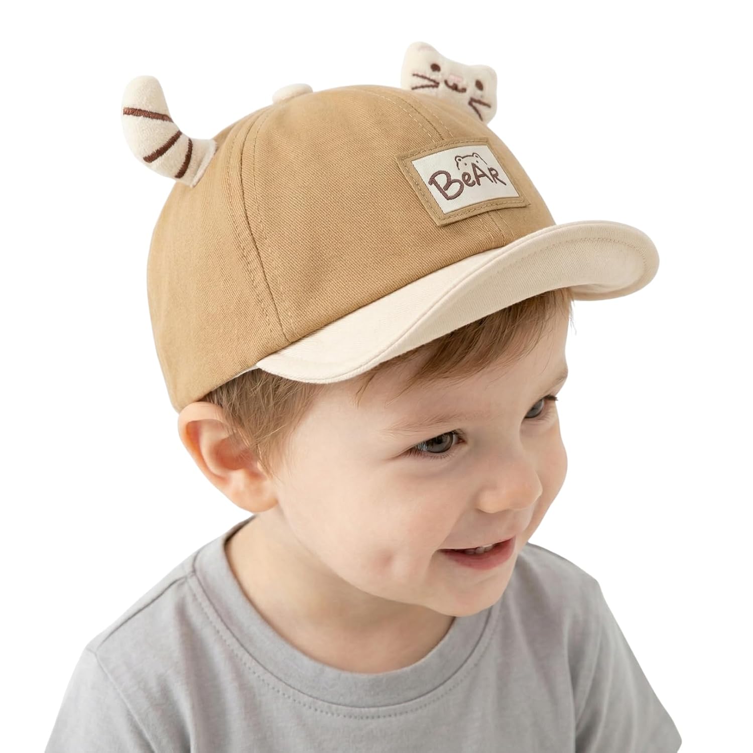 71eLV6WhuqL._SL1500_.jpg Toddler Baby Baseball Cap - Cute 3D Bear Ears Sun Hat for Boys & Girls - Soft Cotton Adjustable Infant Summer Cap (Size 3 Month to 2 Year) - Image 1