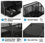 Metal Mesh Desk Organizer with Drawer | 6 Compartments Pen Stand for Office Table Stylish | Stationary Organizer & Pen Holder for Desk | Study Table Organiser for Office & Home Use - Image 4