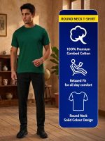 Lux Cozi Men's Cotton Solid Round Neck Regular Fit Half Sleeve T-Shirt | Tshirt for Men | Plain-Regular Fit - Image 5