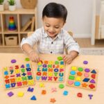 Wooden Montessori Puzzle Board Set for Toddlers 3-5 Years, Alphabet ABC Letters, Numbers, Shapes Matching Puzzle, Educational Learning Toy for Preschool Kids Boys Girls Age 2 3 4 5 Years - Image 2