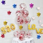 Party Propz Red Confetti Balloons For Birthday - Set of 15 Pcs (12 inch) Christmas Decoration | Giant Confetti Balloons For Decoration | Red Balloon For Decoration Birthday (Latex) - Image 7