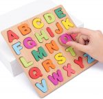 Wooden Alphabet, Number, and Shapes Puzzles for Toddlers - Montessori Educational Learning Toy Set for Boys & Girls - Chunky Colorful Peg Puzzles for 3+ Year Olds, 3-Pack - Image 2