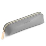 AROPANA Vegan Leather Pencil Case & Organizer - Portable Premium Zipper Pouch for School, Office, and Travel - Multi-Use Organizer for Stationery|Cosmetic|Makeup Brushes-21cm x 5cm - Grey