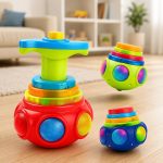 Spinning Lattu Toy with LED Lights Music Rotating Top Educational Kids Birthday Gift Pack of 1