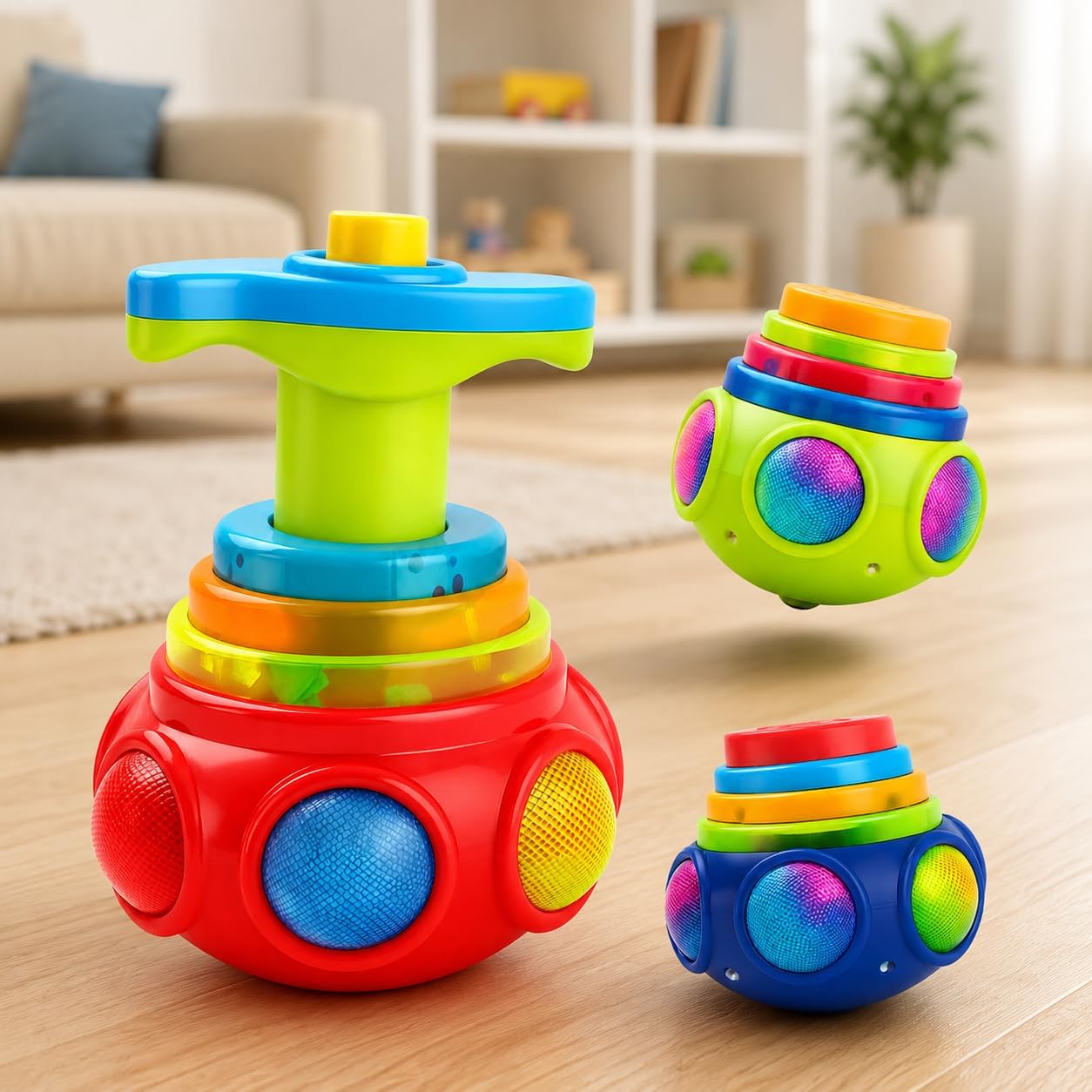 71esRDIuScL._SL1254_.jpg Spinning Lattu Toy with LED Lights Music Rotating Top Educational Kids Birthday Gift Pack of 1 - Image 1