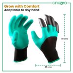 Cinagro Garden Claw Gloves with ABS Plastic Fingertips on Right Hand, Green | Protective Gloves for Plant Care, Digging, Weeding and Outdoor Use - Image 4