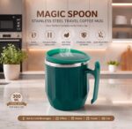 MAGIC SPOON Stainless Steel Travel Coffee Mug with Handle, Insulated Tea Cup, BPA-Free Double Wall Tumbler for Hot-Cold Beverages, Office, Home, Car- Brown-Green, (Combo Pack (300ml X 2)) - Image 2