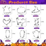 Halloween Cookie Cutters Set, 9-Piece Halloween Cutters - Stainless Steel Silver, Including Pumpkin, Ghost, Bat, Witch Hat, Candy Etc Baking Stamps Tool, for Holiday DIY Cookie and Kitchenware - Image 4