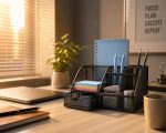 Metal Mesh Desk Organizer with Drawer | 6 Compartments Pen Stand for Office Table Stylish | Stationary Organizer & Pen Holder for Desk | Study Table Organiser for Office & Home Use - Image 8