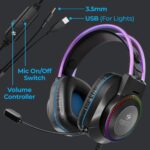 Zebronics Jet PRO Premium Wired Gaming On Ear Headphone with LED for Headband + earcups, 40mm Neodymium Drivers, 2 Meter Braided Cable, with mic, Suspension Design, 3.5mm + USB Connector (Black, Blue) - Image 3