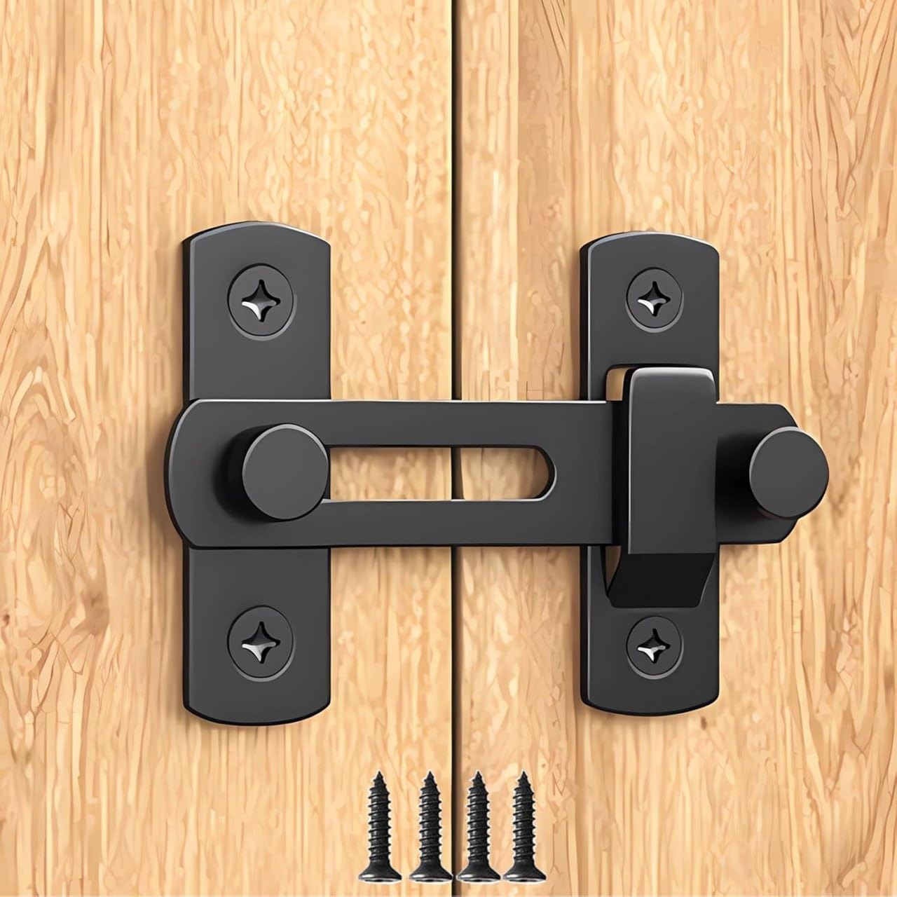 71fpHVQiI3L._SL1280_.jpg Stainless Steel Flip Latch Door Lock, Black | Sliding Barn Door Lock, Safety Gate Latch, For Garden, Bathroom, Garage, Coop, Closet, Cabinet & Window - Image 1