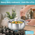 Hawkins 2 Litre Triply Stainless Steel Pro Handi | Induction & Gas Compatible | No Burning | Even Heating | with Stainless Steel Lid | Silver (PSH20S) - Image 3