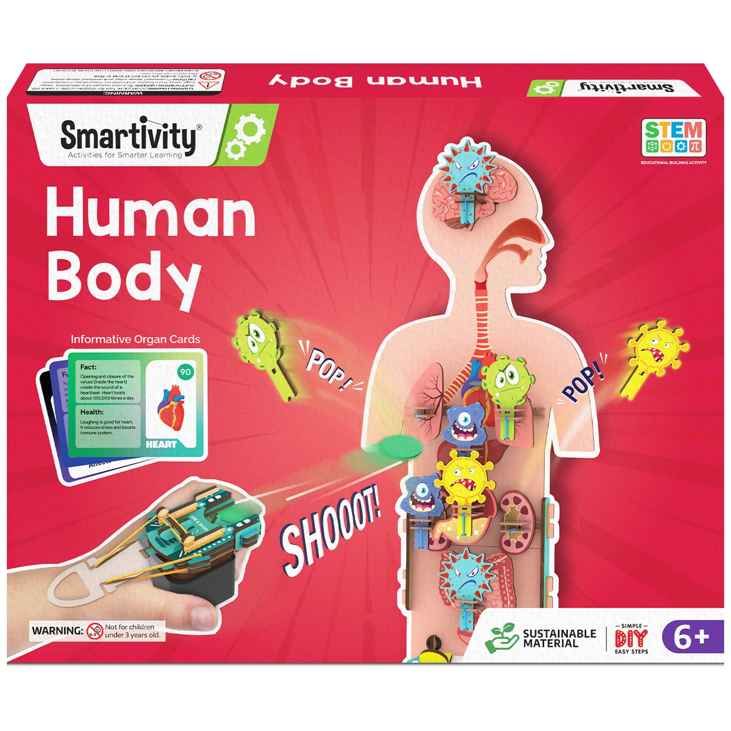 71fsl-2egOL._SL1500_.jpg Smartivity Human Body Toy for Kids 6-12 Years|Body Organs & Functions|Birthday Gifts for Unisex|DIY Science Toys 6,7,8,9,10,11,12,13,14 Years Old I STEM Building Set Wooden Construction Game,79 Pcs - Image 1
