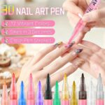 12 Color 3D Nail Art Pen Set DIY Nail Polish Drawing Pens Fine Tip Nail Graffiti Pens for Salon Home Use Quick Dry Waterproof Nail Design Tools - Image 3