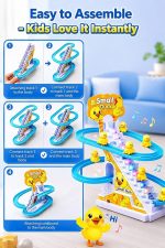 Glitzy Duck Climbing Stair Toy with 3 Ducklings | Sliding Track Escalator Toy with Lights & Music | Automatic Duck Track for Kids | Educational Musical Gift for Toddlers, Boys & Girls - Image 4