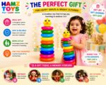 Colorful Pyramid Stacker with Duck Topper | Educational Learning Toy for Babies & Kids 1–3 Years | Includes 1 Base (Multicoloured, 10 Ring + Base Ring) - Image 6