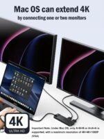 Lemorele USB C Hub Docking Station, 10-in-1 Dual Monitor Adapter with 4K Dual HDMI, 1080P VGA, 3×USB3.0/2.0, TF/SD, 3.5mm Audio, 100W PD for MacBook, HP, Dell, Lenovo and More - Image 4