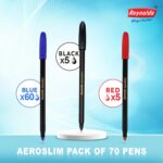 Reynolds AEROSLIM Ball Pen SET - 70 PENS (60 BLUE, 5 Black, 5 Red) | PEN WITH COMFORTABLE GRIP |BALL PENS FOR WRITING | PEN FOR STUDENTS & OFFICE STATIONERY | 0.7 mm TIP SIZE - Image 7