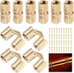 NIHUIFDPY 10 Pcs 8mm Hidden Brass Barrel Hinges, 180 Degree Concealed Invisible Hinge with Screws for Small Wooden Jewelry Box, DIY Crafts and Mini Furniture Hardware