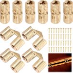 NIHUIFDPY 10 Pcs 8mm Hidden Brass Barrel Hinges, 180 Degree Concealed Invisible Hinge with Screws for Small Wooden Jewelry Box, DIY Crafts and Mini Furniture Hardware