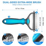 Pet Grooming Brush, Double Sided Shedding and Dematting Undercoat Rake Comb for Dogs and Cats, Dog Grooming Rakes Tool for Mats & Tangles Removing, Extra Wide, Safe, Effective, Comfort (Blue) - Image 7