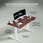 JIN OFFICE Titan Premium Dual Motor 3-Stage Electric Height Adjustable Desk| Sit Stand Table for Home| Standing Desk with 125Kg Wt. Cap, 3 Year Warranty| 3 Memory Presets| White & Brown| 1500 * 750mm - Image 7