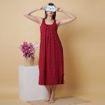 Printed Nighty Slip Gown for Women - 100% Cotton Combed Hosiery, Sleeveless Solid Pattern Maxi Length Nightwear, Soft Fabric.Combo (Pack of 2) - Image 7