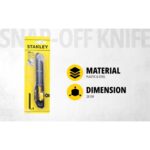 STANLEY STHT10323-800 18 mm Plastic Slide Lock Snap-Off Knife for Home & Professional Use, Carbon Steel Blades with 15 Cut-Off Points for Precision, YELLOW & BLACK - Image 2