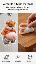3D Shiba Inu Dog Belly Stickers Door Stop Wall Protector Silent Shockproof Soft Rubber Wall Door Knobs Refrigerator Door Closets from Damage 2 Pack (A (2 Pack) - Image 3