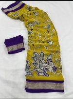 Women's Softy Moss Georgette Printed Saree with Vibrant Jari Border | Elegant Traditional Saree | Lightweight, Soft & Comfortable | Unstitched Blouse Piece - Image 5