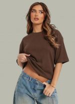RodZen® Oversized Fit Half Sleeves Round Neck Textured Polycotton T-Shirt for Women/Girls (Pack of 2) - Image 3