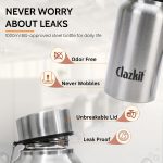 Clazkit Stainless Steel Water Bottle, 500 ml - Single-Walled, Spill-Proof, Food Grade Steel | Fridge, Office, School, Travel, Gym, Car (Silver) - Image 3