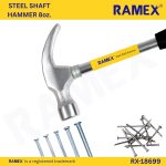 RAMEX Steel Shaft Hammer 8 Oz - Forged Steel Head for Superior Strength & Durability - Carpenter Tools for Wood Work, Home and Professional, 2 in 1 Combination Claw & Flat Head, 400gm (Pack of 1), DIY - Image 7