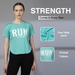 CHKOKKO Womens Stylish Activewear Quick Dry Lightweight Breathable Printed Round Neck Half Sleeve Regular Fit Gym T Shirt for Sports Yoga and Training - Image 3