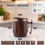 MAGIC SPOON Stainless Steel Travel Coffee Mug with Sipper Lid & Handle, Insulated Tea Cup, BPA-Free Double Wall Tumbler for Hot-Cold Beverages, Office, Home, Car- PISTA-BROWN, (Combo Pack (300ml X 2)) - Image 7