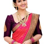 Jogal Women's Trendy Banarasi Kanjivaram Art Silk Saree, Zari Border with Blouse Piece Bridal Sari