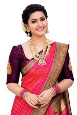 Jogal Women's Trendy Banarasi Kanjivaram Art Silk Saree, Zari Border with Blouse Piece Bridal Sari