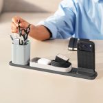 DailyObjects Bar Desk Organizer for Office Desk & Study Table | Premium Aluminium Base Tray with Pen Stand | Phone Stand & Multipurpose Workspace Storage - (Slate) - Image 4