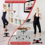 Mini Stair Stepper for Exercise with Resistance Bands | Hydraulic Steppers for Home Workout | Cardio Fitness Equipment for Weight Loss, Legs, Arms & Core Training | with LCD Monitor (Red) - Image 8
