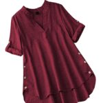TADKEE Women's Linen Blend Solid Regular Fit Tunic Top | Kurti for Women