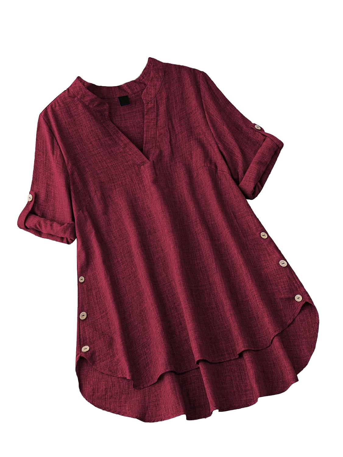71idu7bpa8L._SL1500_.jpg TADKEE Women's Linen Blend Solid Regular Fit Tunic Top | Kurti for Women - Image 1