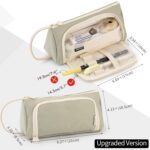 EASTHILL Polyester Big Capacity Pencil Case High Large Storage Pouch Marker Pen Case Simple Stationery Bag School College Office Organizer For Teens Girls (Light Green) - Image 3