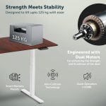 JIN OFFICE Titan Premium Dual Motor 3-Stage Electric Height Adjustable Desk| Sit Stand Table for Home| Standing Desk with 125Kg Wt. Cap, 3 Year Warranty| 3 Memory Presets| White & Brown| 1500 * 750mm - Image 4