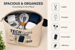 DRUDRAYA Canvas Tech Organizer Pouch | Cable Case for Travel, Pack of 1 | Electronic Accessories Pouch | Gadget Storage Bag for Power Banks, Chargers - Image 2