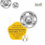 Jyoti Snap Fastener (10 Sets of Size 3 / 12mm of Brass Material in Nickel Finish) Metal Thickened, Rust Proof Sewing Buttons, Used for Leather Craft/Canvas/Jeans/Jackets/DIY Items - Pack of 5 Cards - Image 4