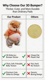 3D Shiba Inu Dog Belly Stickers Door Stop Wall Protector Silent Shockproof Soft Rubber Wall Door Knobs Refrigerator Door Closets from Damage 2 Pack (A (2 Pack) - Image 7