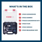 BOSCH 12-Piece Hand Tool Kit for Home | Screwdriver, Plier, Wrench & More | Professional Precision Tools | Ergonomic & Rust-Resistant | Hard Case | Blue - Image 2